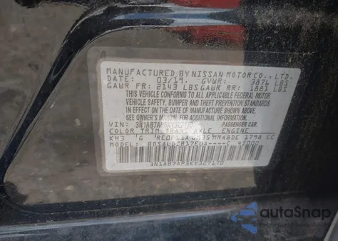 2019 Nissan Sentra Sv из США, поврежденный, VIN 3N1AB7AP5KY327170